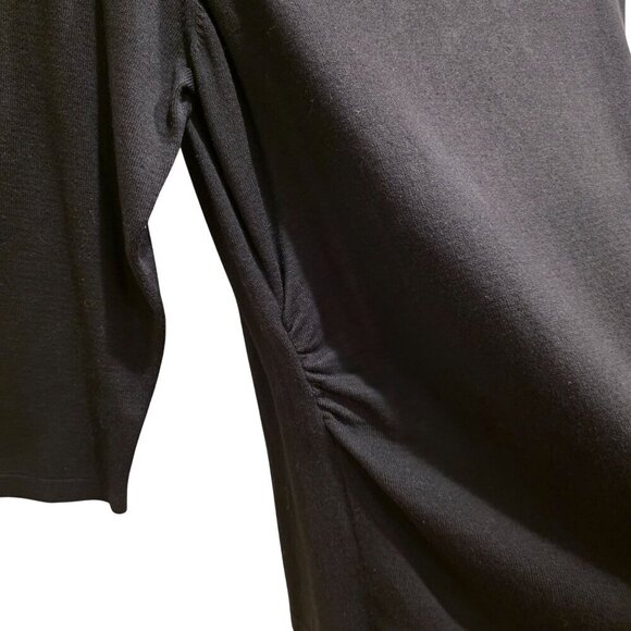 Ann Taylor Womens Black V-Neck Long Sleeve Ruched Quarter Sleeve Sweater Top L - Picture 5 of 7